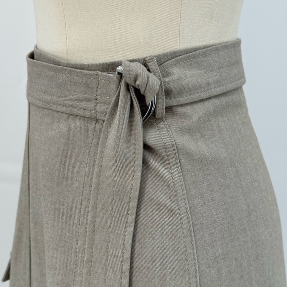 Zara Women’s Beige Wrap Midi Skirt with Cargo Pocket & D-Ring Belt Casual Chic - Picture 3 of 10